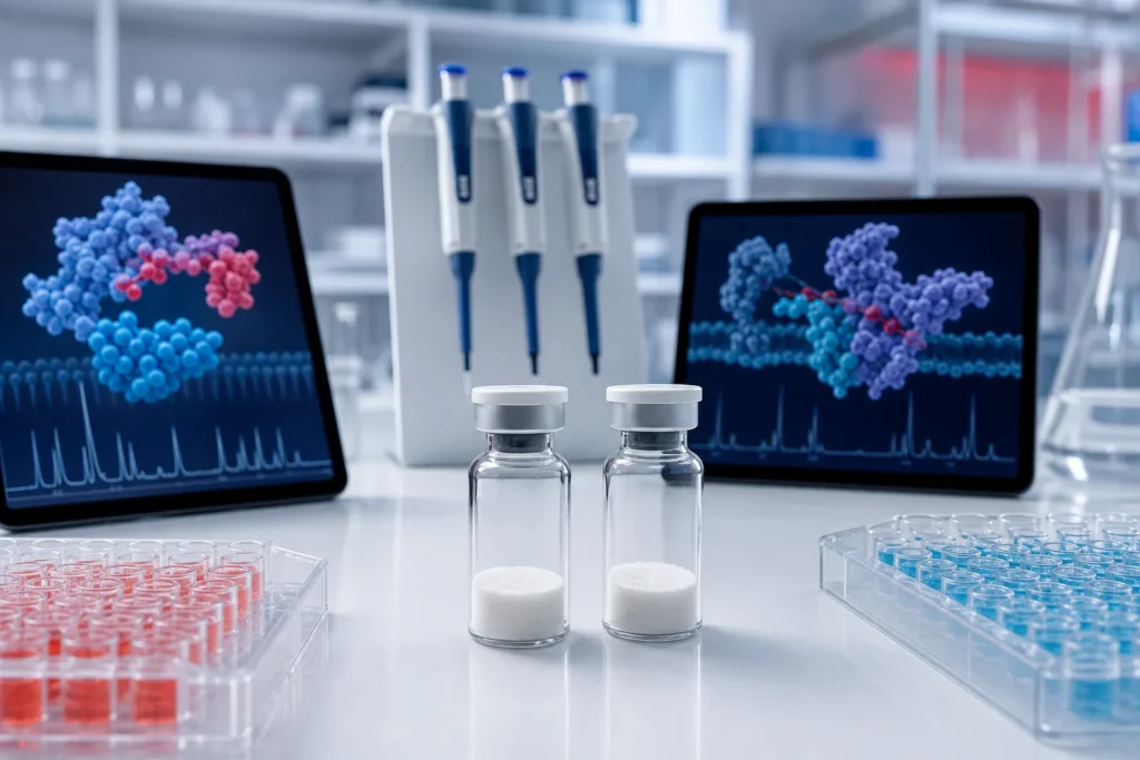 CJC-1295 and ipamorelin receptor pathway research comparison